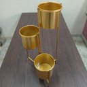 Ver imagem 4 de Cachepô de Metal Dourado 66x33x33cm Vaso Plantas Jardim Sala Suculenta Flores