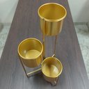 Ver imagem 3 de Cachepô de Metal Dourado 66x33x33cm Vaso Plantas Jardim Sala Suculenta Flores