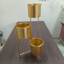 Ver imagem 5 de Cachepô de Metal Dourado 66x33x33cm Vaso Plantas Jardim Sala Suculenta Flores