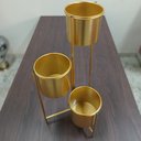 Ver imagem 2 de Cachepô de Metal Dourado 66x33x33cm Vaso Plantas Jardim Sala Suculenta Flores