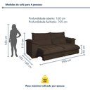 Ver imagem 3 de Sofa Retratil e Reclinavel Roma 290cm Kc Rei de Casa Veludo Marrom