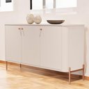 Ver imagem 2 de Buffet Aparador para Sala de Estar 3 Portas Pés em Aço - Off White Bronze