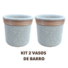Kit Vaso de Barro Areia Terrilho 16cm Cinza - 2