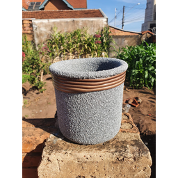 Kit Vaso de Barro Areia Terrilho 16cm Cinza - 5