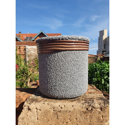Kit Vaso de Barro Areia Terrilho 16cm Cinza - 6