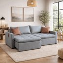 Ver imagem 3 de Sofá Cama Star 31 2,10m Em Linho Moderno Encosto de Fibra Estilo Clean Espuma Alta Densidade