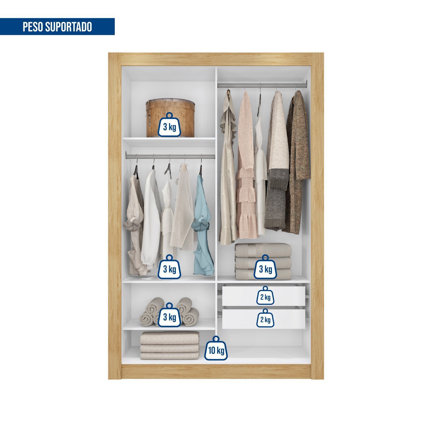 Guarda Roupas Solteiro 2 Portas 2 Gavetas com Pés Quito Espresso Móveis - 6