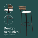 Ver imagem 4 de Kit 3 Banquetas 80cm para Balcão Ilha Bancada Área Gourmet Encosto em Junco Banco Itagold