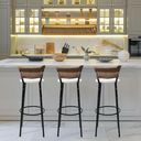 Ver imagem 2 de Kit 3 Banquetas 80cm para Balcão Ilha Bancada Área Gourmet Encosto em Junco Banco Itagold