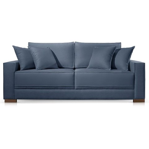 Sofá 2,40m Lisboa Linho Azul Conforto Premium