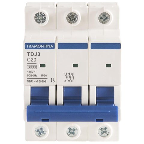 Minidisjuntor Tdj3ka 3 P 20 a Curva C Tramontina