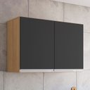 Ver imagem 1 de Armário de Cozinha Aéreo 80cm com 2 Portas Andréia Amêndoa/preto - Ajl Móveis