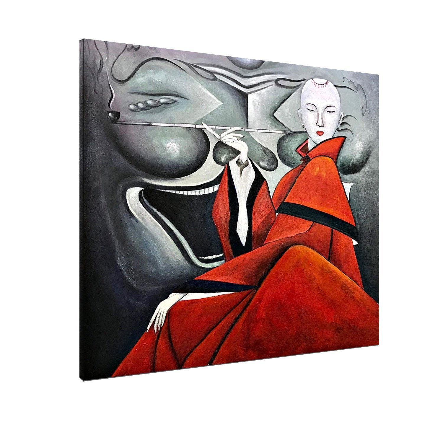 Quadro Pintura Tela emoldurado apenas abstrata 5407: 120cm (A) x 120cm (L) - 5