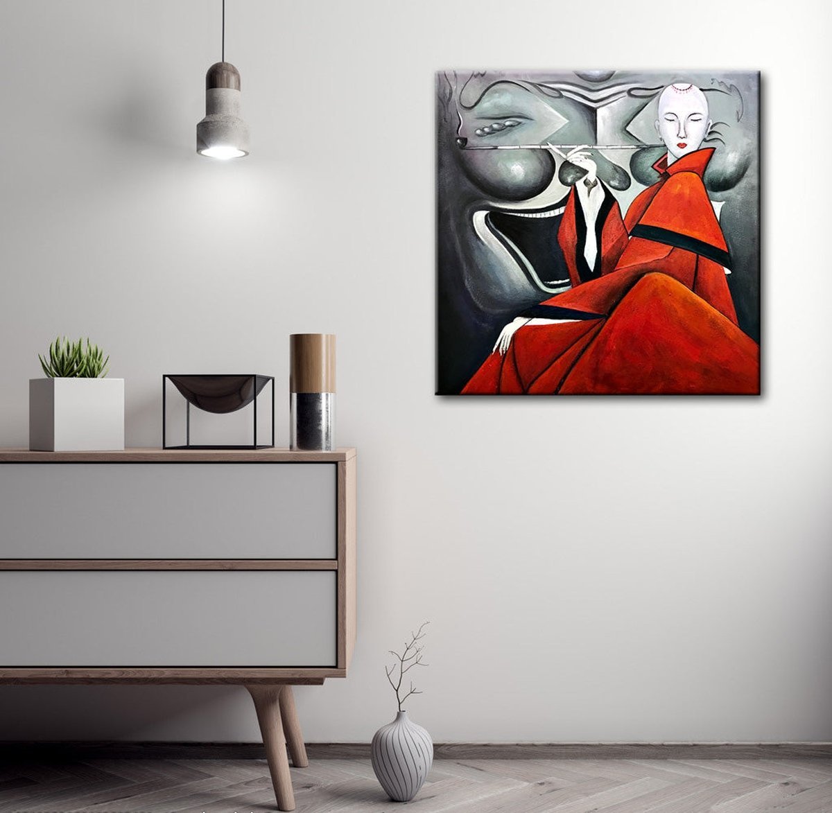 Quadro Pintura Tela emoldurado apenas abstrata 5407: 120cm (A) x 120cm (L) - 1