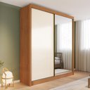 Ver imagem 1 de Guarda-Roupa 100% MDF com Espelho 2 Portas 4 Gavetas Trento Bege/Cinamomo/Off White