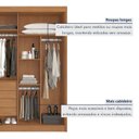 Ver mais imagens de Guarda-Roupa 100% MDF com Espelho 2 Portas 4 Gavetas Trento Bege/Cinamomo/Off White