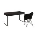 Ver imagem 6 de Escrivaninha Industrial Office Estudo Malta Preta 137X53Cm Com 1 Poltrona Preta Base Fe Cor: Preto