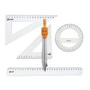 Ver imagem 1 de Kit Geométrico Régua Transferidor Esquadros Compasso Laranja