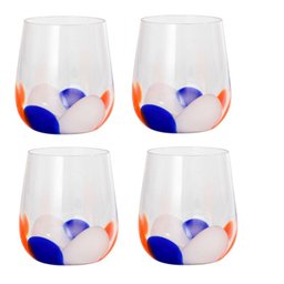 Jogo 4 Copos Petala em Vidro 480ml Laranja/azul/branco - 1
