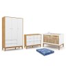 Dormitório Infantil Unique 3 Portas, Cômoda 6 Gavetas, Berço Branco Soft/Freijó/Eco Wood com Colchão - 1