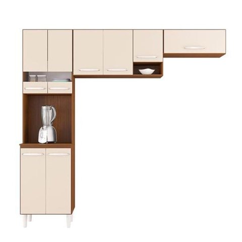 Cozinha Compacta 8 Portas Isadora Capuccino / Offwhite - Poquema