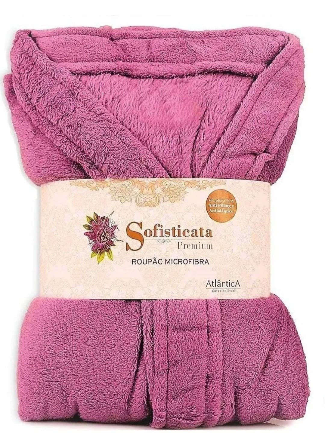 Roupão Microfibra Plush Inverno Frio Toque Macio Unissex Cor: Cereja Tamanho: G