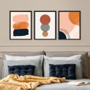 Ver imagem 1 de Kit 3 Quadros para Quarto Marrom - Abstratos 24x18cm - com Vidro:madeira Preta