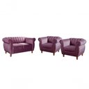 Ver imagem 1 de Sofá Realeza 4 Lugares Fixo 2+1+1 Roxo 380 Veludo Bella Decor