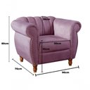 Ver imagem 5 de Sofá Realeza 4 Lugares Fixo 2+1+1 Roxo 380 Veludo Bella Decor