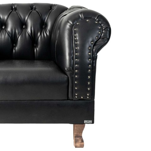 Conjunto c/ 2 Poltronas Chesterfield Duque Corano Preto / Decoração , Sala, Tv, Estar, Recepção, Bar