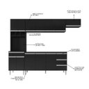 Ver imagem 3 de Cozinha Modulada 5 Peças com Tampo 280cm 12 Portas 4 Gavetas Natalie Preto - ÉdeCasaMóveis