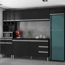 Ver imagem 5 de Cozinha Modulada 5 Peças com Tampo 280cm 12 Portas 4 Gavetas Natalie Preto - ÉdeCasaMóveis