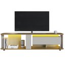 Ver imagem 4 de Rack Baixo Tv 65" 180x45x47cm Gaveta Iluminação Led Cor Arenas Mel Estante Móvel