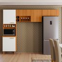Ver imagem 3 de Cozinha Compacta 7 Portas Paneleiro Duplo e Armário Aéreo Sicília Freijo Off White Ripado Poliman