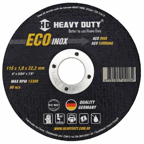 Disco de Corte Ecoinox 115x1,0x22,2 - 100 Unidades