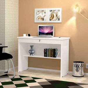 Mesa Escrivaninha Notebook Home Office com Gaveta Orquídea - Branco
