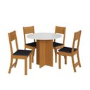 Ver imagem 3 de Conjunto Sala de Jantar 1 Mesa 4 Cadeiras Malta Amarelo/Freijó/Off White/Preto
