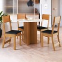 Ver imagem 1 de Conjunto Sala de Jantar 1 Mesa 4 Cadeiras Malta Amarelo/Freijó/Off White/Preto