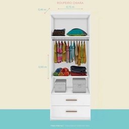 Quarto Infantil Chiara Guarda Roupa De 2 Portas + Modulo Aéreo + Cama + Auxiliar - Phoenix - 2