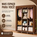 Ver imagem 6 de Guarda Roupa Portátil Armário 175cm 2 Portas de Toque 8 Prateleiras Metal Marrom Yeet