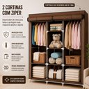 Ver imagem 3 de Guarda Roupa Portátil Armário 175cm 2 Portas de Toque 8 Prateleiras Metal Marrom Yeet