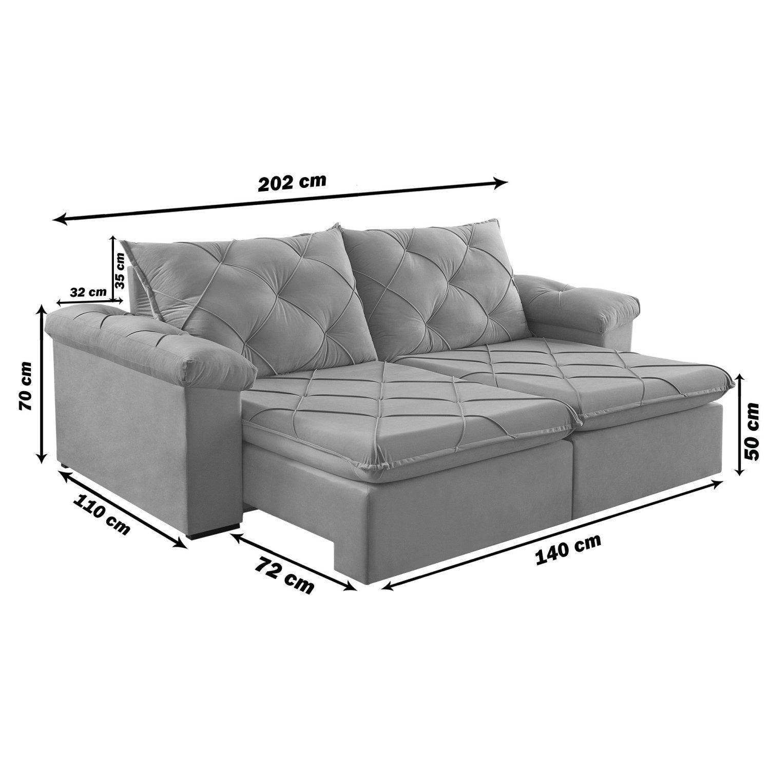Sofá Retrátil 2 Lugares 202cm Astor 2137 - 3