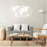 Quadro Decoração Vazado Mapa Mundi World Triplo Branco 70x37 - 2