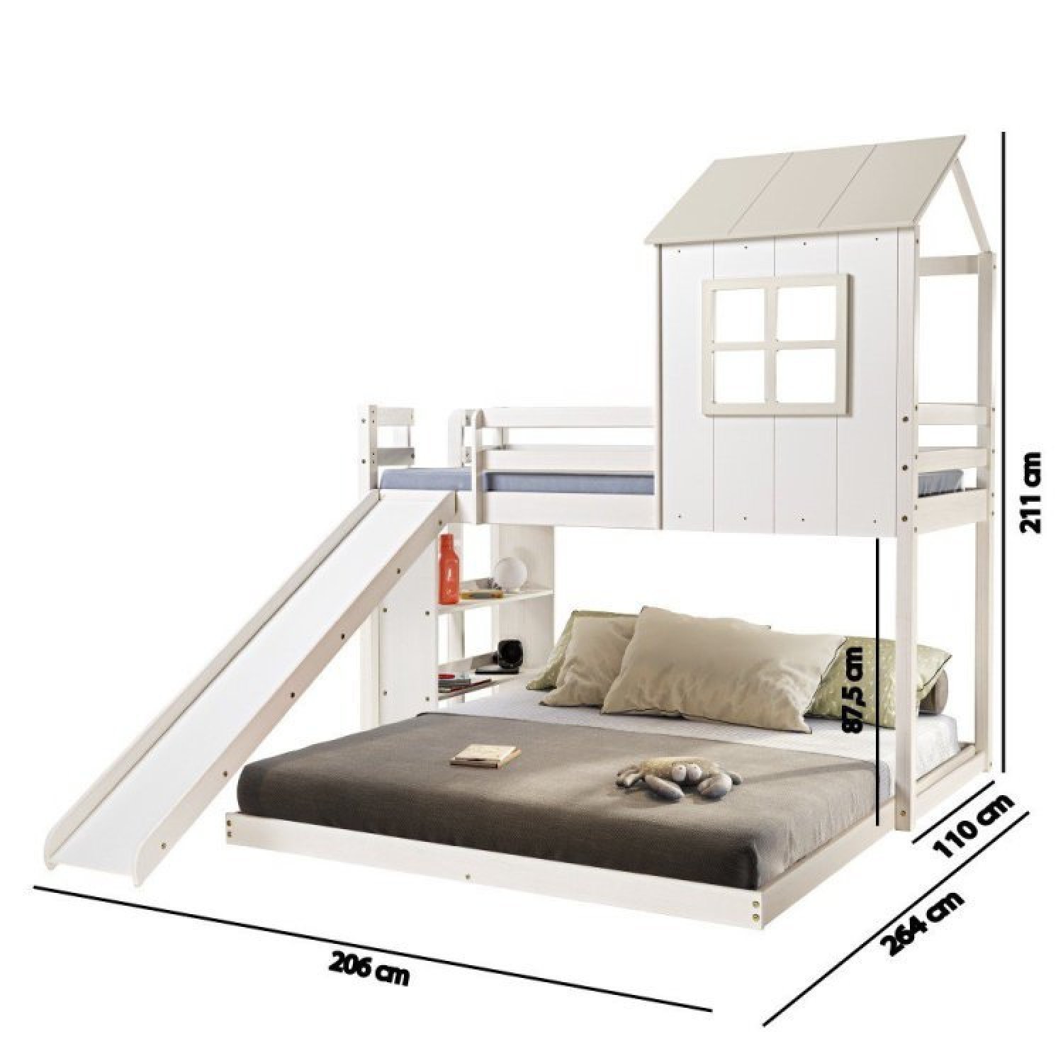 Beliche Queen Montessoriano Cabana Family com Escorregador e Estante Casatema - 8