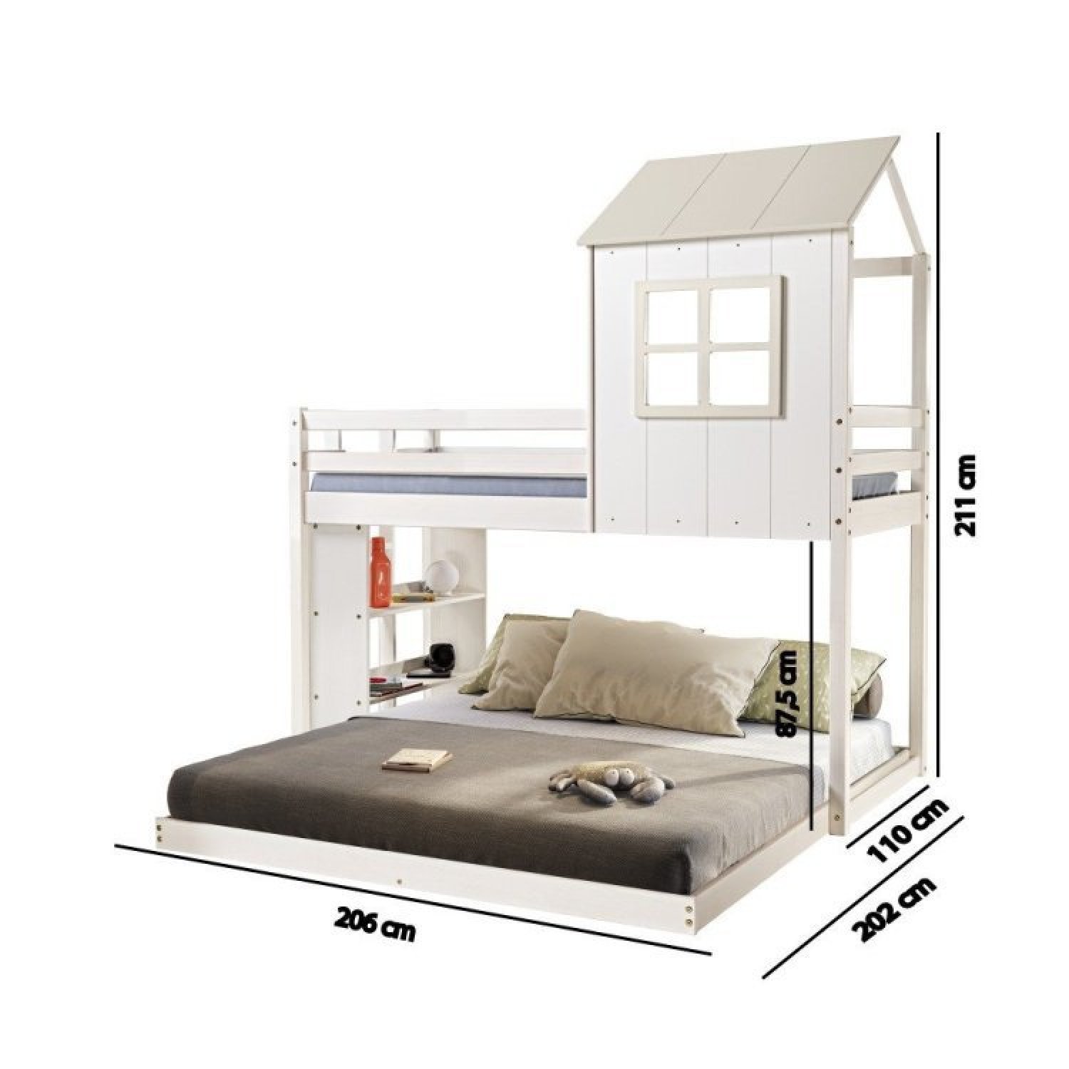Beliche Solteiro Queen Montessoriano Cabana Family com Escorregador e Estante Casatema - 6