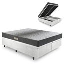 Ver imagem 1 de Cama Baú Queen 158x198 Courino Linho Branco com Dual Firm Espuma Ecoflex