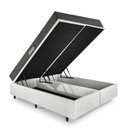 Ver mais imagens de Cama Baú Queen 158x198 Courino Linho Branco com Dual Firm Espuma Ecoflex