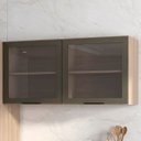 Ver imagem 1 de Armário Aéreo 120cm 2 Portas de Vidro Grace Carvalho Oak Z44 - Mpozenato
