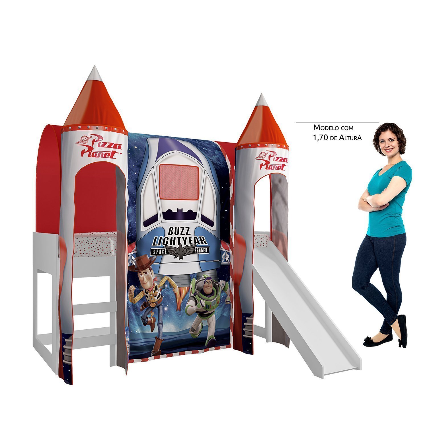 Cama com Escorregador Joy e Dossel Barraca Toy Story Disney com 2 Torres Pura Magia - 4