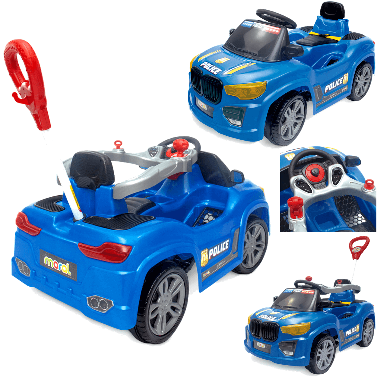 Carrinho de Passeio e Pedal Infantil Maral Bm Car Azul Police - 2